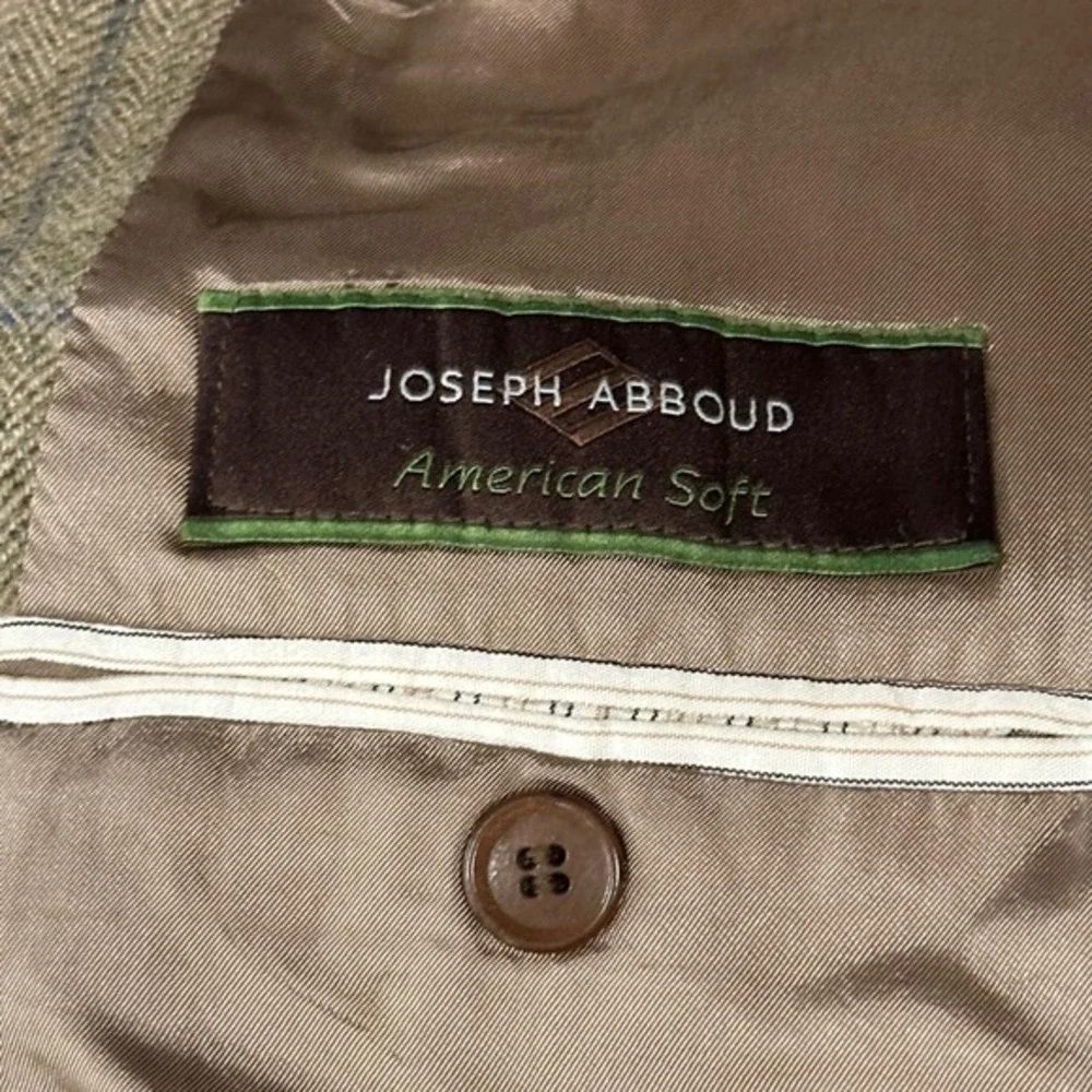 Joseph Abboud American Soft Mens Wool Plaid Blazer Jacket Size 42R